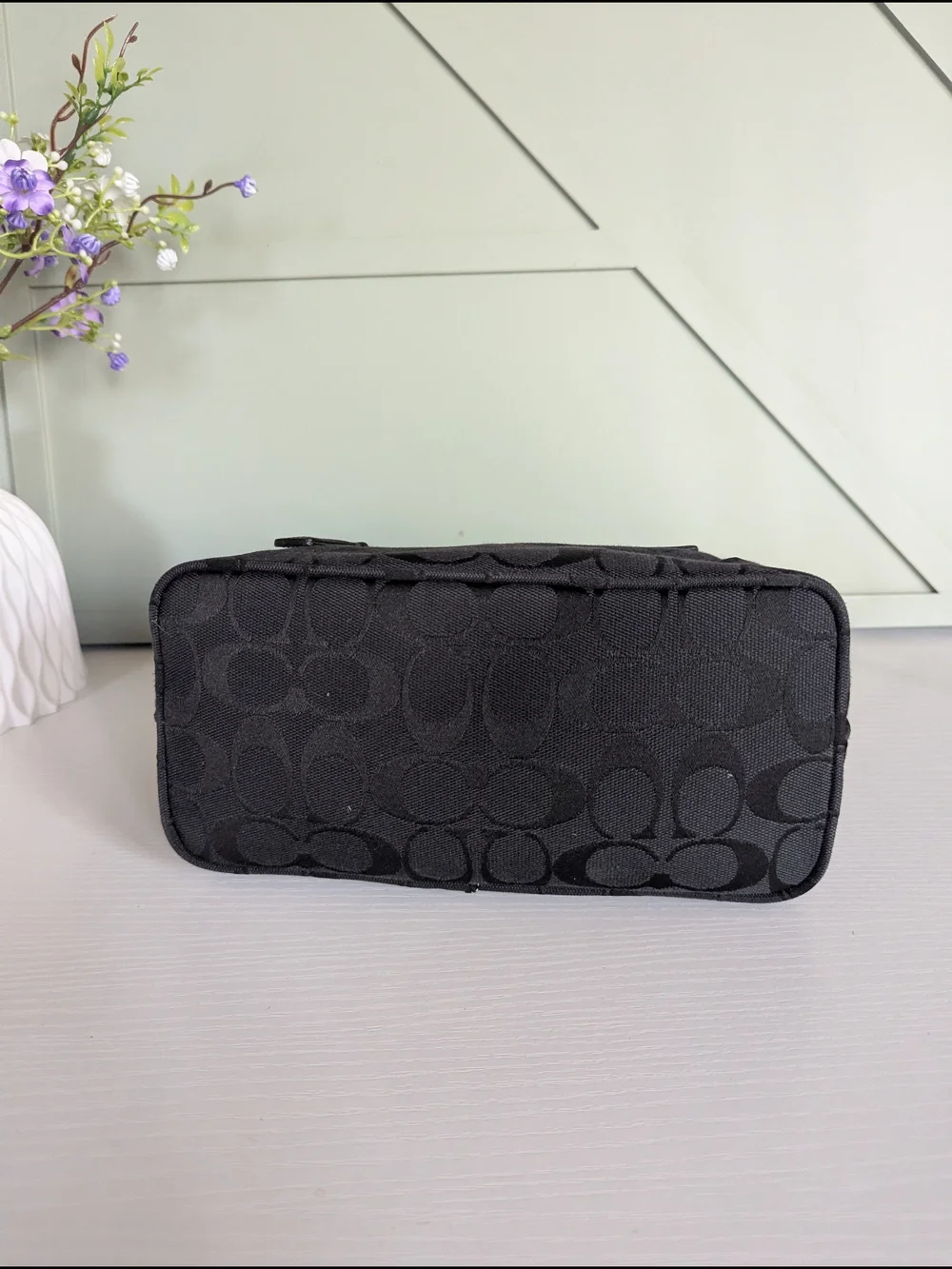 Coach Black Signature Jacquard Shoulder Bag with Charm